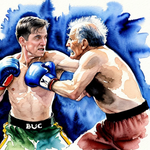 joe biden fighting the old man make it like a comic fight




