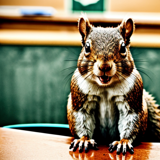 a squirrel say here in a school