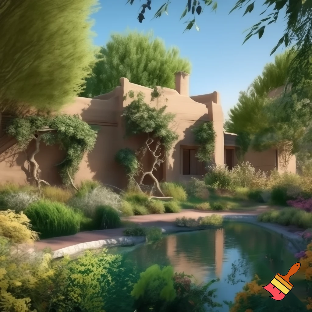 Create a house in the Indus valley, create lots of vegetation, and give it a garden and small pool.