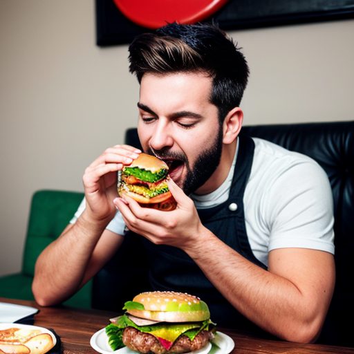 a man eating hamburger
