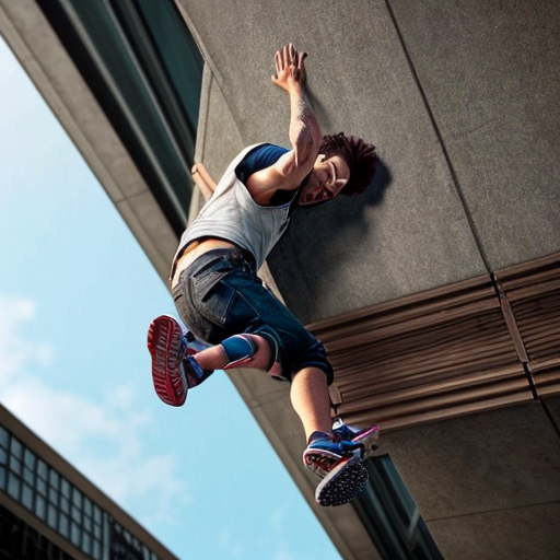 Make a person falling of to his death in a tall building