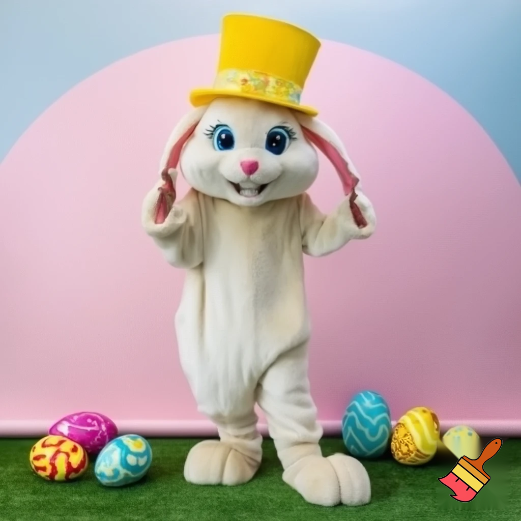 Easter bunny mascot top hat costume