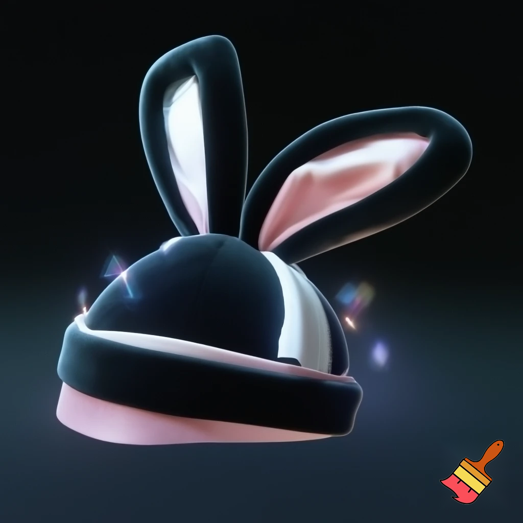 White and pink A magic hat velvet black black velvet and fabric Easter bunny ears