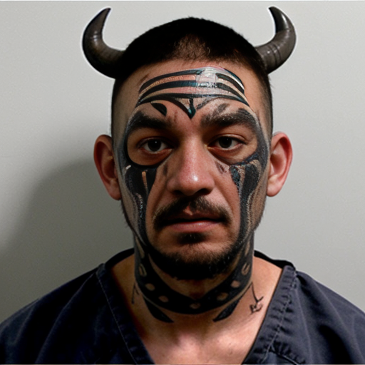 water Buffalo
mugshot
deadly
feral
evil
prison outfit
guilty
face tattoo 