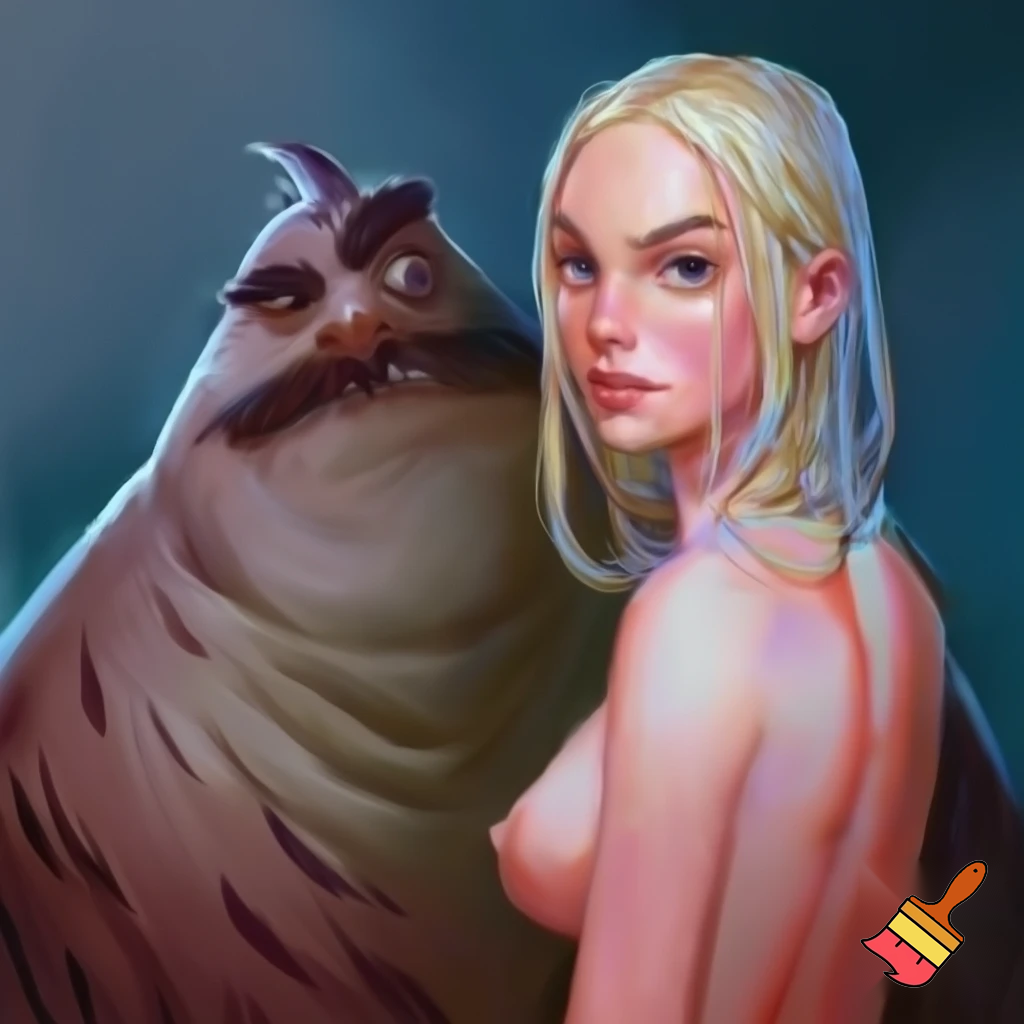 
A naked woman with a dick in her ass in the background, a blonde with blue eyes, a giant ass, and tits.
