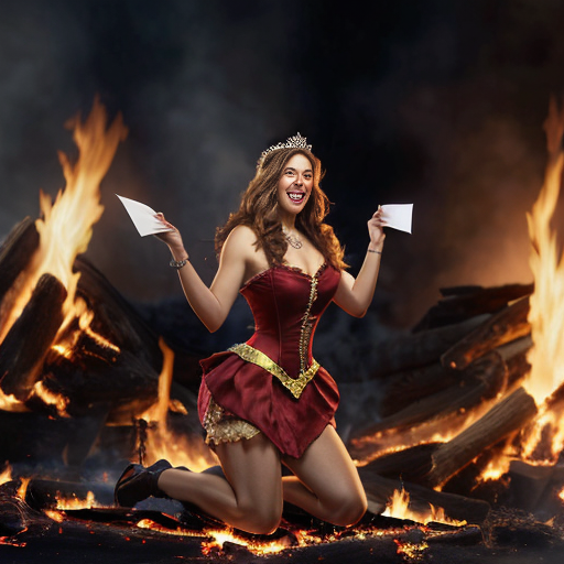 A prideful princess throwing an invitation in the fire