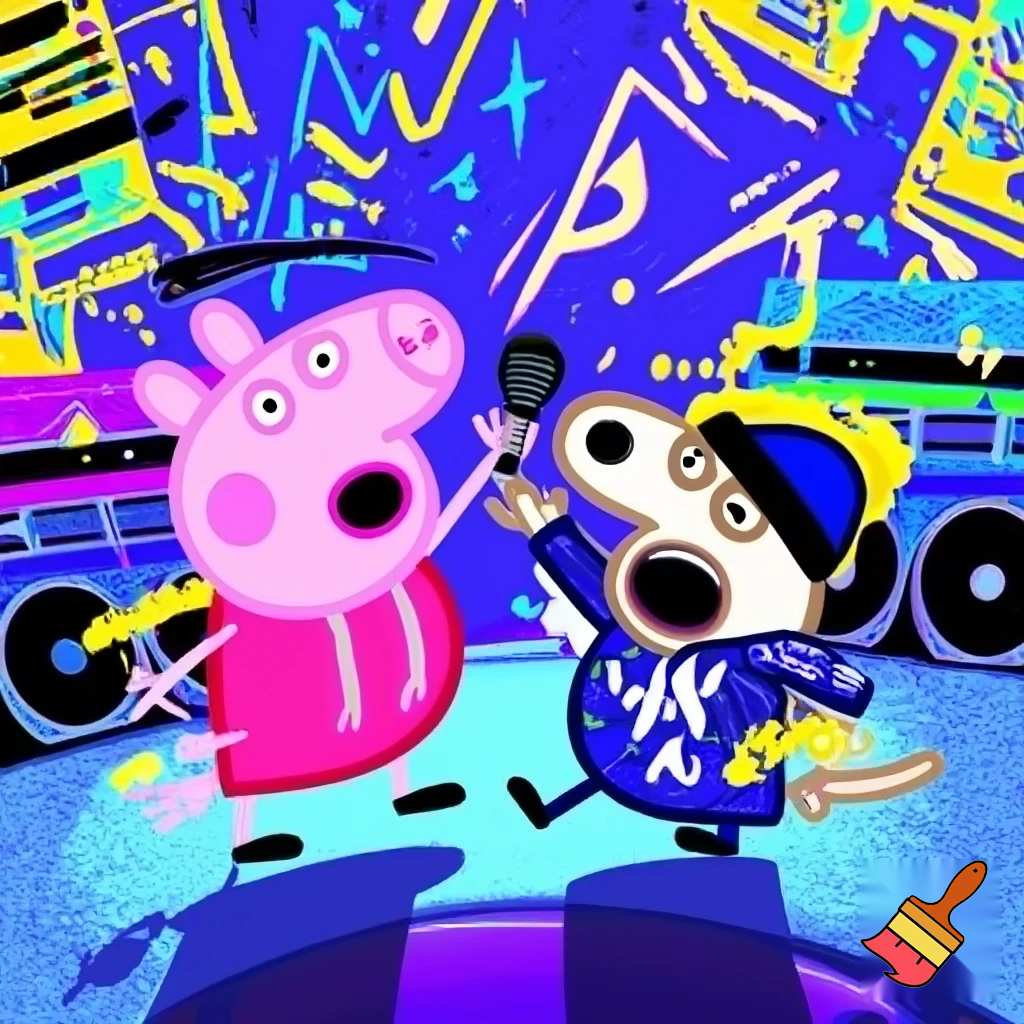 Peppa pig and Danny dog doing a sick rap battle 