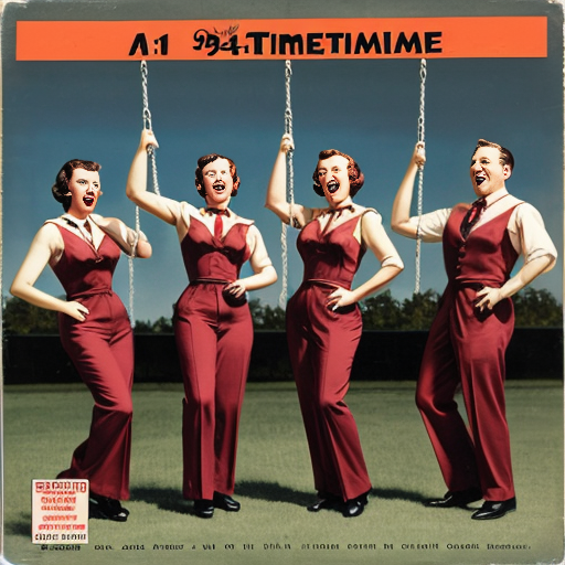 A CD cover with a 1940s style image of swing time singers.