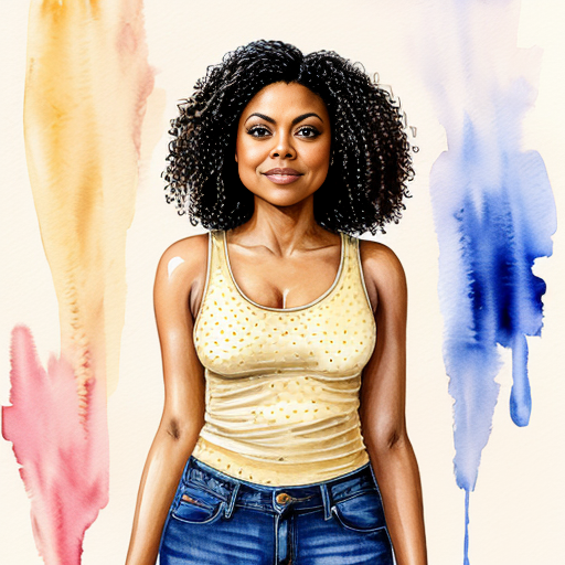 Taraji P. Henson as an FBI one beige fur jacket and yellow beige tank top red and yellow dots and blue jeans with long curly thick hair 20th Century Fox spray sprinkling water TNT stone smoker *punch*



