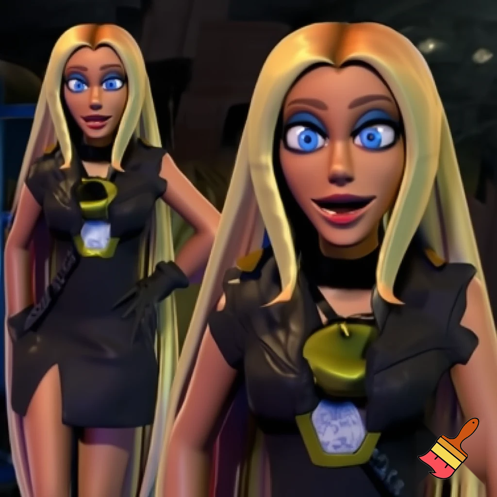 Vanessa from five nights at Freddy’s security breach with her extremely long blonde hair down; while wearing a proper security/ night guard outfit 