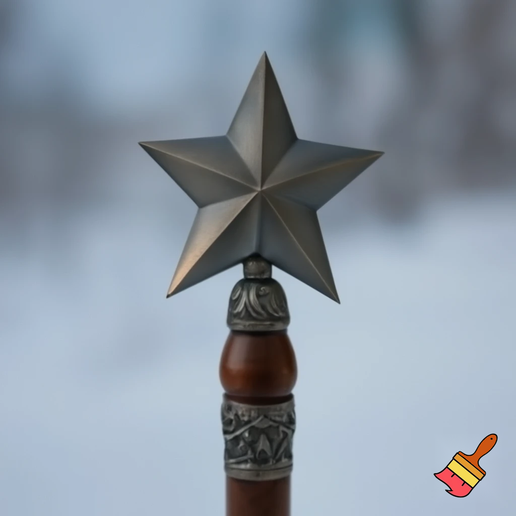 Russian Santa Claus walking stick with a star Santa Claus the real Santa Claus metal