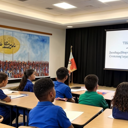 Students watched a recording of the speech delivered at a school assembly in Abu Dhabi.
•	The speaker begins in a calm voice and pauses briefly before the word “future.”
•	When he says “the potential of our youth,” he raises his voice for emphasis.
•	He points toward the students sitting in front of him and smiles.
•	A large screen behind him shows images of rockets launching and students studying in classrooms.
•	The audience begins clapping before the speech ends, and the speaker nods in response.
