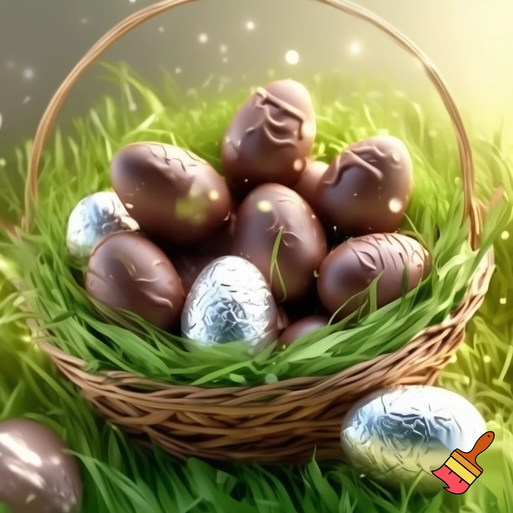 Easter egg basket chocolate Easter egg basket grass fake grass