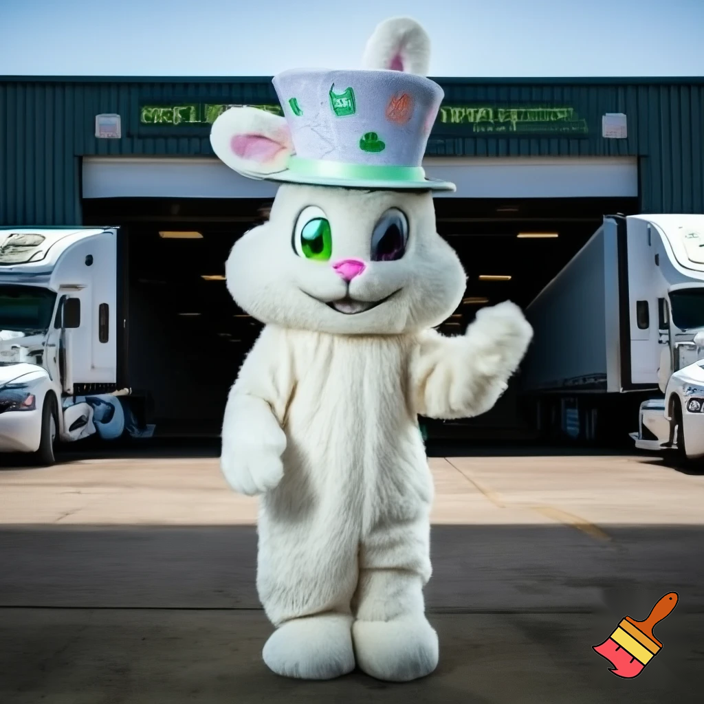 Mascot costume, Easter bunny top hat special top hat falcon gate trucking Centre