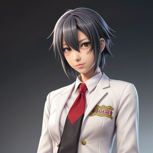 Haruka Sakura from Wind Breaker anime, male character, upper body portrait, serious and silent expression, battle-ready stance with slightly turned shoulders, hair short, straight with slight waves at ends, left side hair white, right side hair black, hair slightly messy and flowing with motion, heterochromia eyes: left eye gold, right eye dark blue, sharp and focused gaze, natural anime skin tone, wearing standard Furin High School uniform with small tears and battle damage details, white shirt slightly rumpled, navy blazer with emblem, red necktie, hands clenched and ready for combat, anime-style gloves on hands, dynamic pose suggesting imminent action, subtle motion lines for movement, simple light-colored background, clean and sharp anime line art, vibrant and saturated anime colors, realistic shadows and highlights on hair and clothing, determined and calm demeanor, slight wind effect making hair and tie move, upper body emphasis showing shoulders and chest area clearly, faithful to original character design, intense and focused aura.