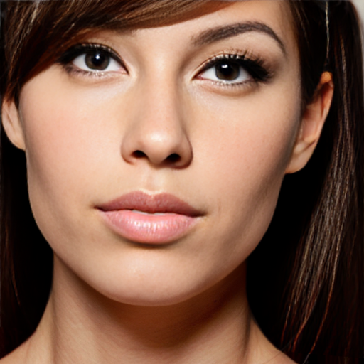 CREATE ME AN IMAGE OF A BEAUTIFUL WOMAN WITH HAIR IN A PONYTAIL AND A SLIGHT FUR ON THE UPPER LIP ON THEIR FACE