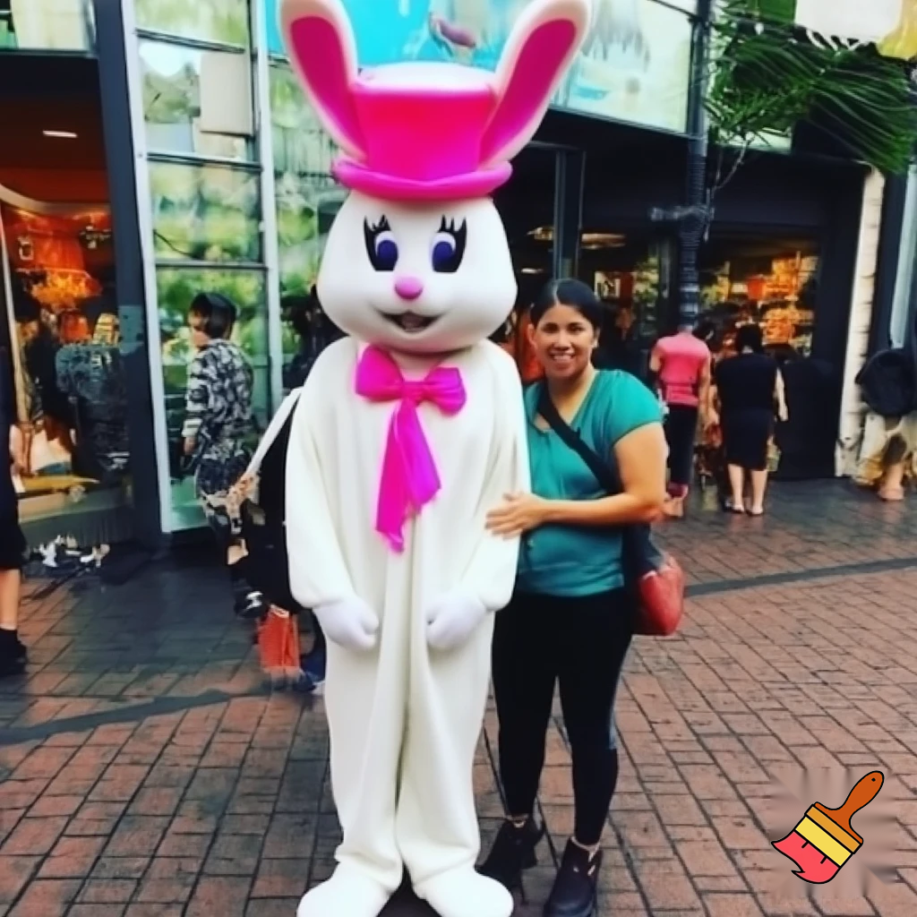 Easter bunny mascot costume shopping Centre top hat Luna Park Sydney