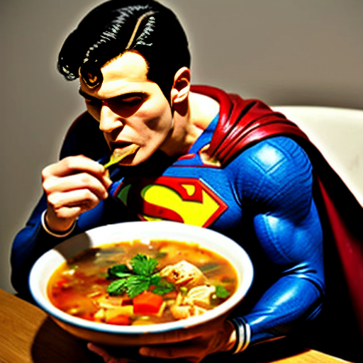superman eating soup