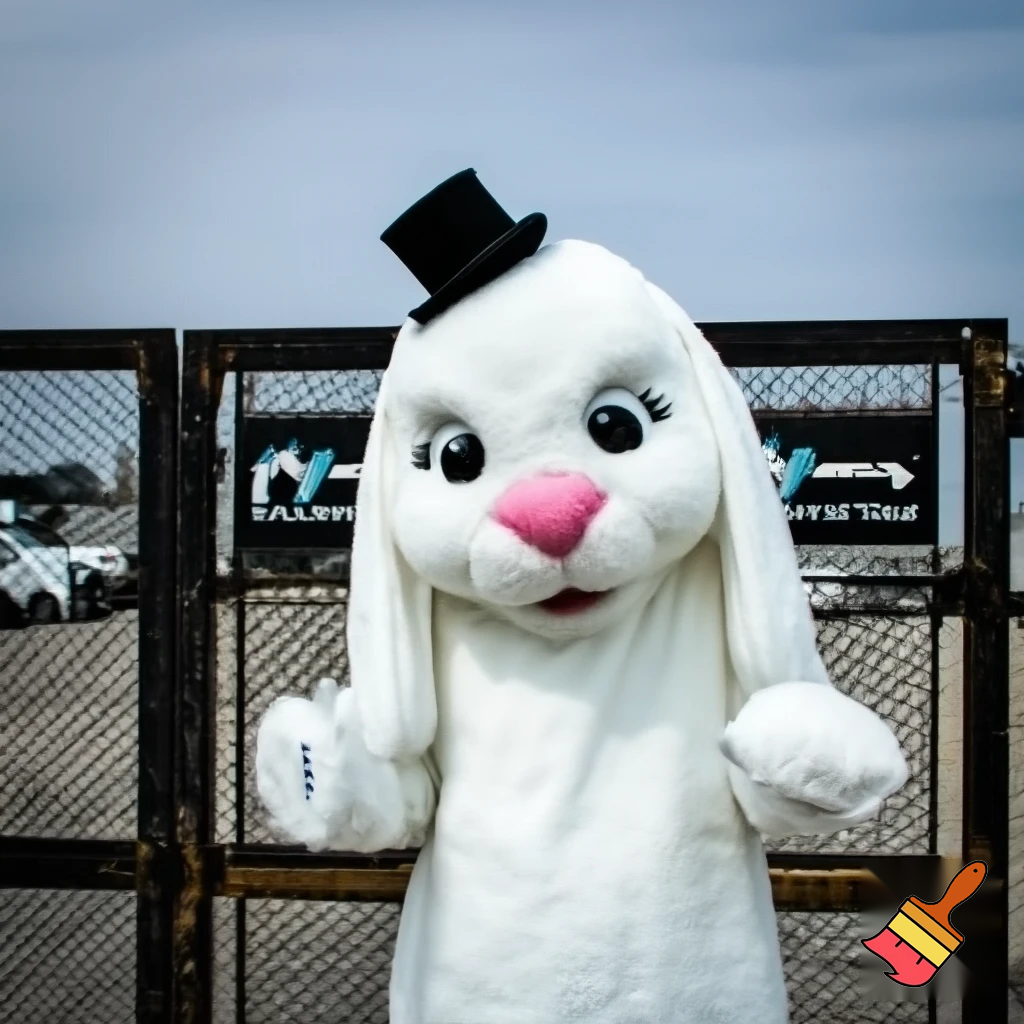 Mascot costume, Easter bunny top hat special top hat falcon gate trucking Centre