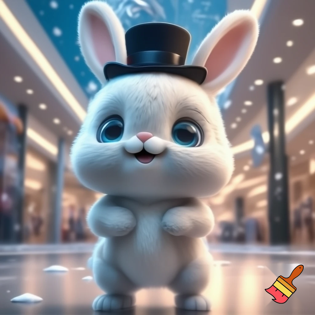 Easter bunny mascot costume shopping Centre winter top hat