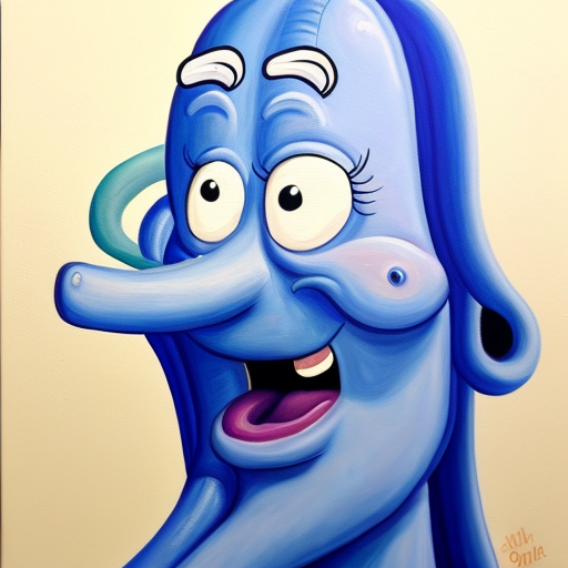 Big fat blue Squidward painting