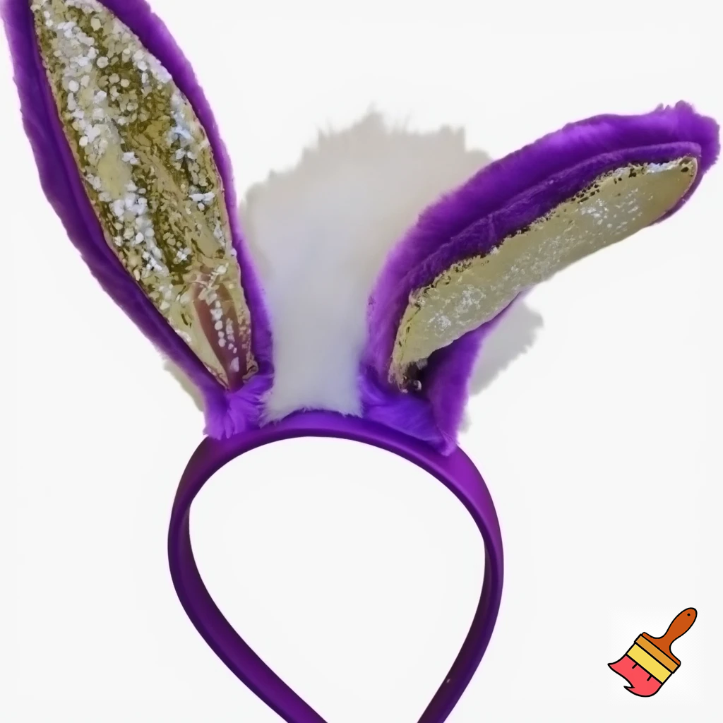 Easter bunny top hat headband, purple and white with glitter and gold and silver