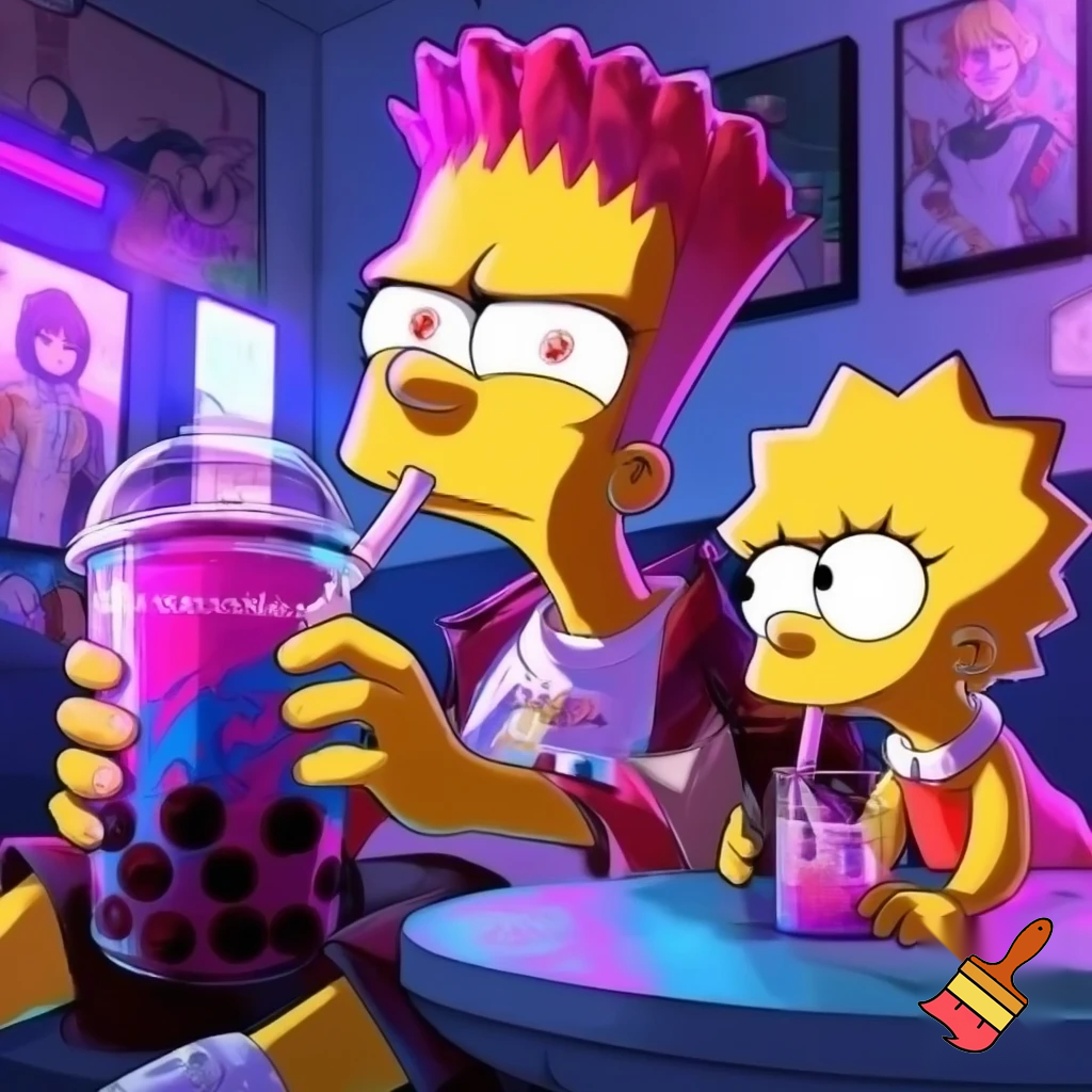 BART SIMPSON ANIME BOBA VIBES AND LASER EYES WATCHING ANIME WITH LISA SIMPSON