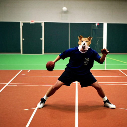 an animal playing a sport.
