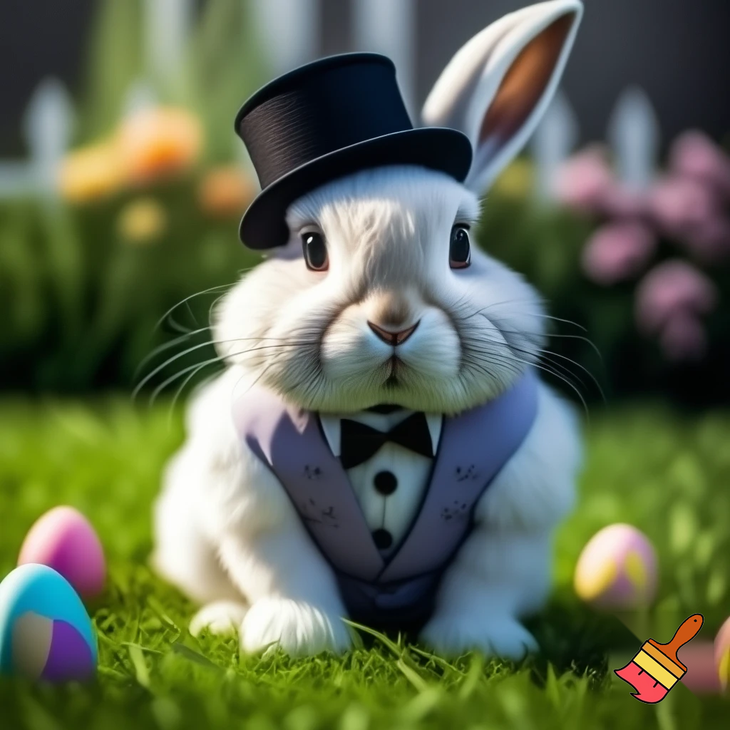 Easter bunny with the top hat costume