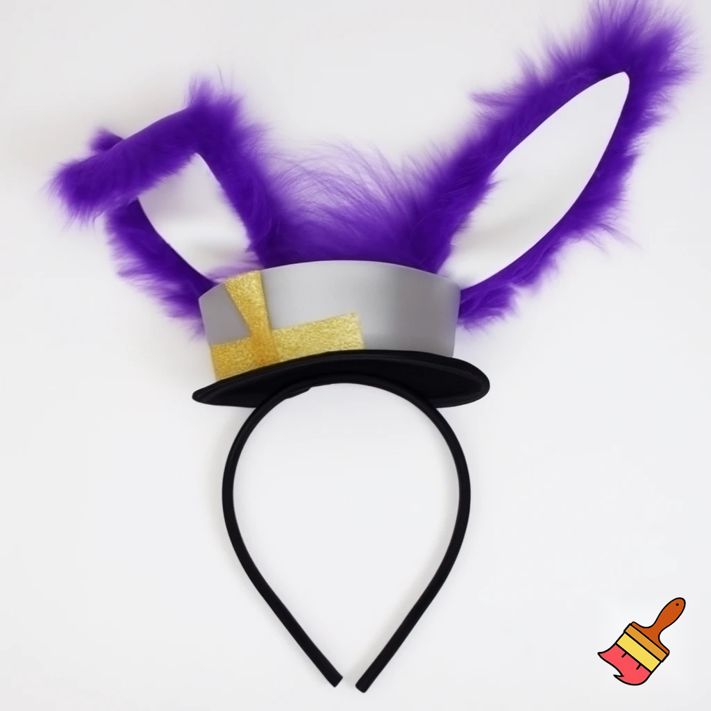 Easter bunny top hat headband, purple, white and gold and silver