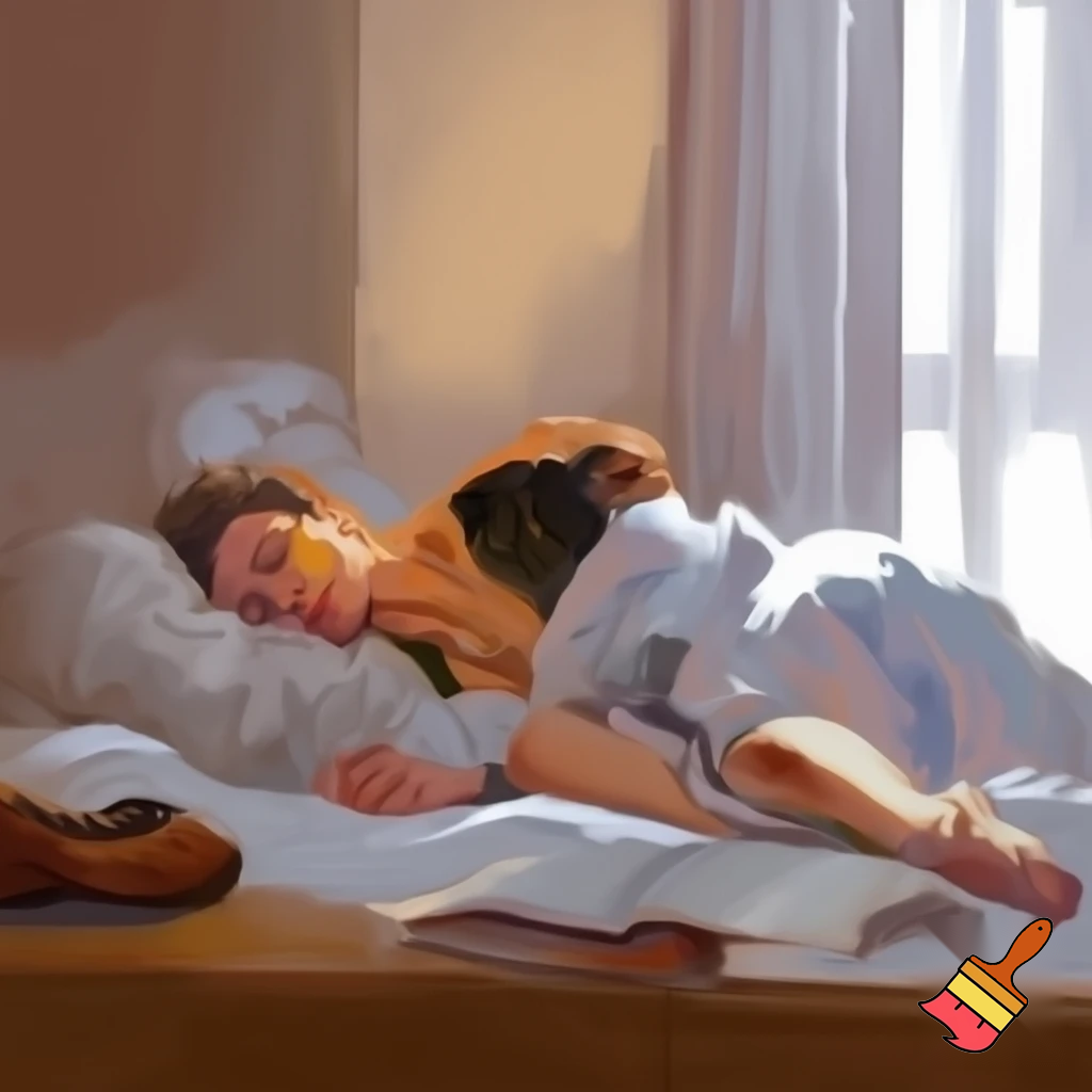 Just dance coach sleeps on the bed