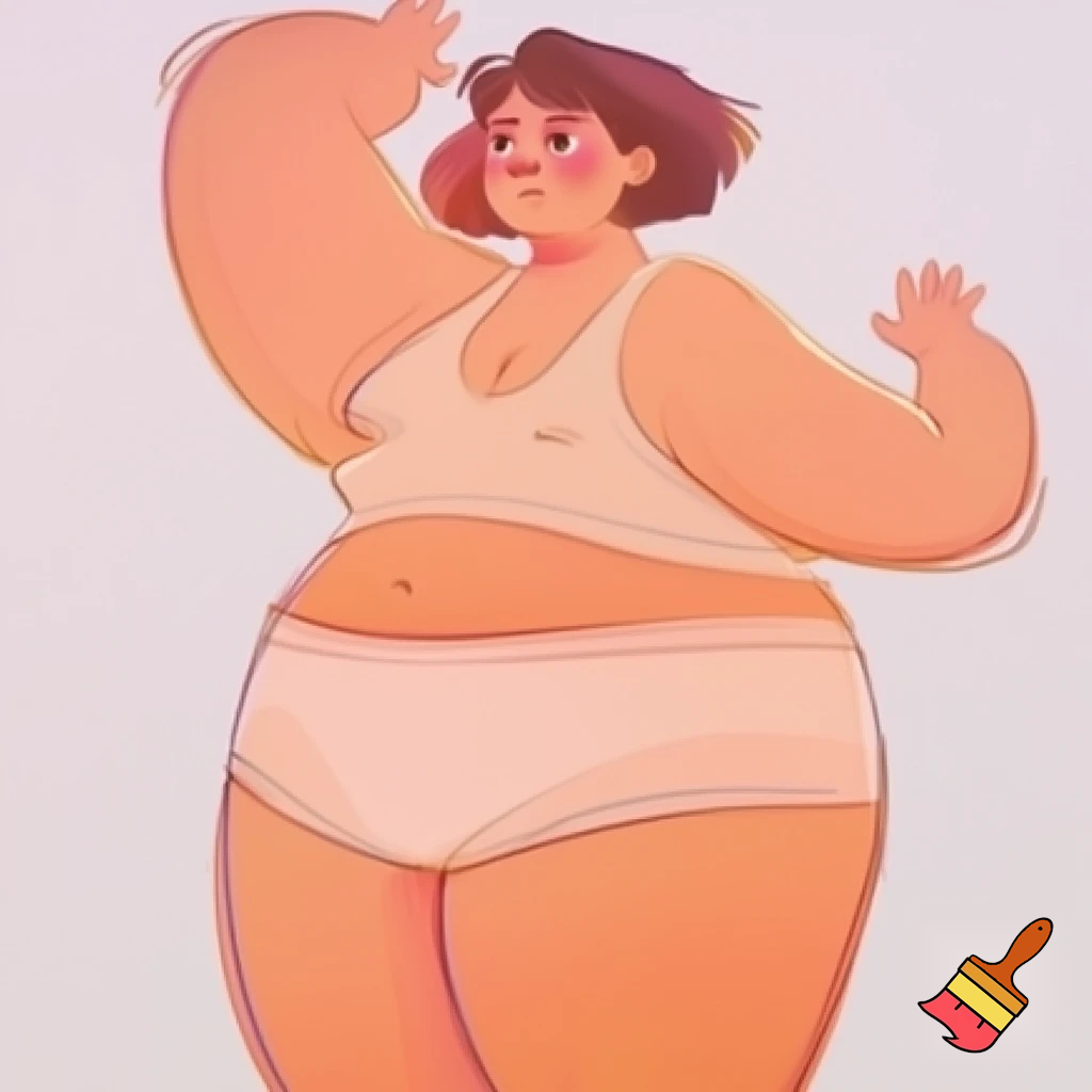 Despict a cartoon woman in underwear with armpit hair showing