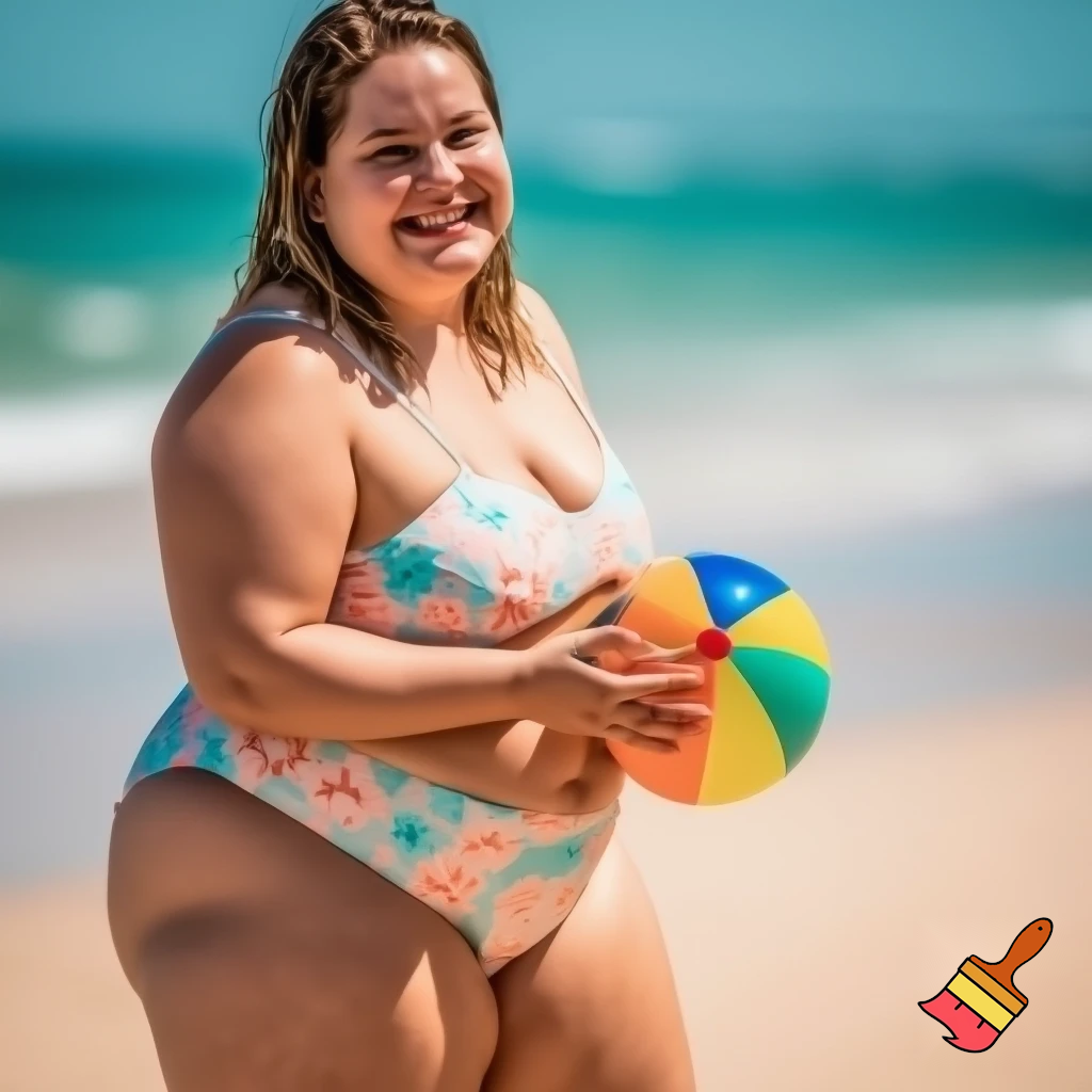 Chubby housewife in a bikini
