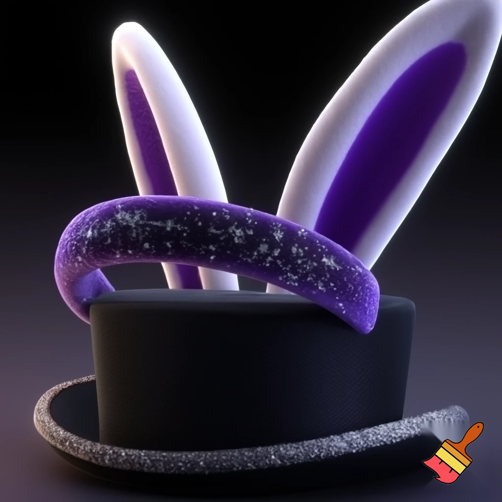 Black top hat with bunny ears velvet white and purple purple and white headband fabric and velvet glitter, purple and pink special present true special and delicate velvet