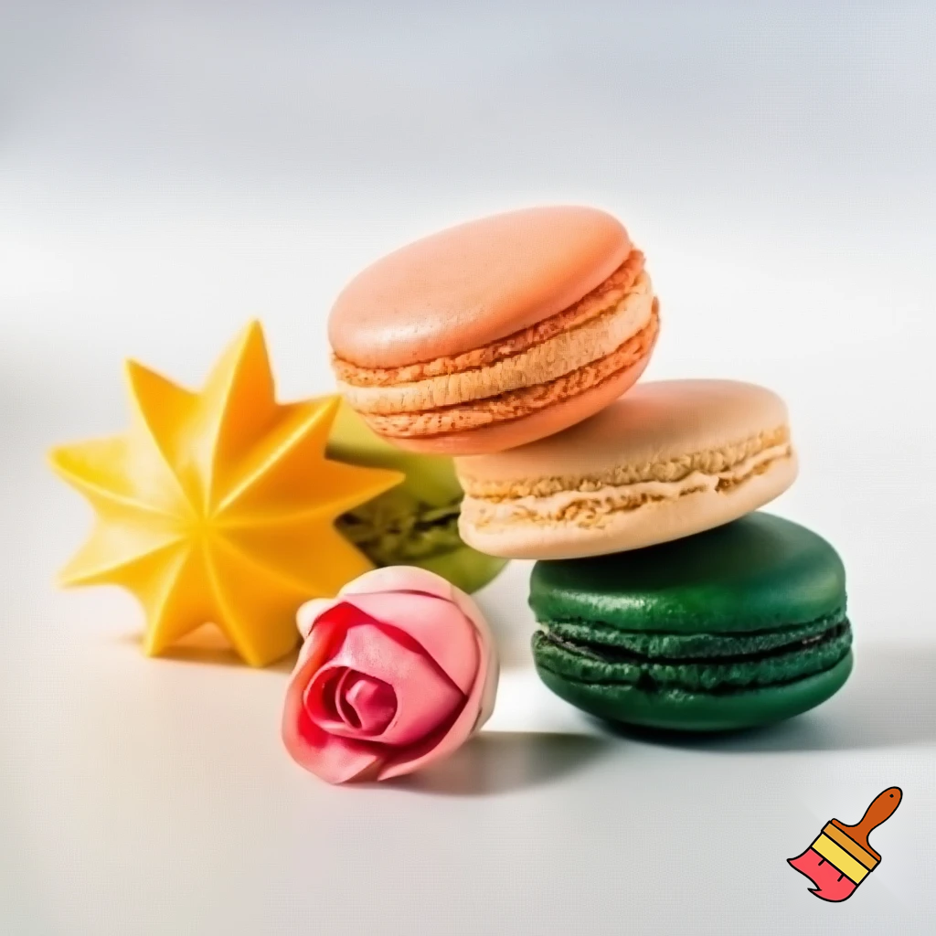 3 different types 3 macaroons in different shapes and colors/ flavors