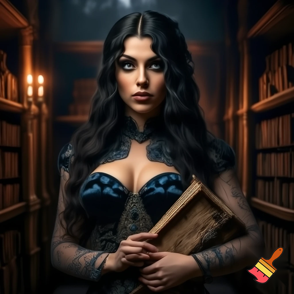 beautiful woman witch outfit, large breasts