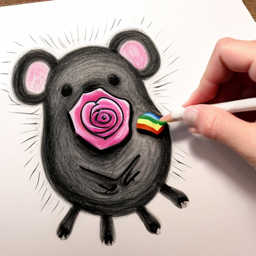 Draw italian brainrot cute mole in pink microwawe that says uno secundos on the setings and the mole is eating rainbow rose