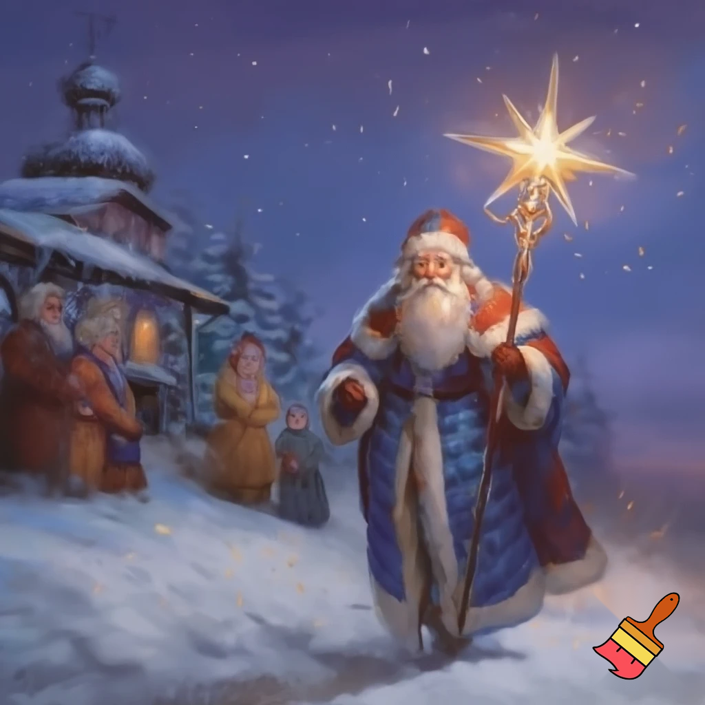 Russia, Santa Claus walking sticks star real Santa Claus people a real real people a real person