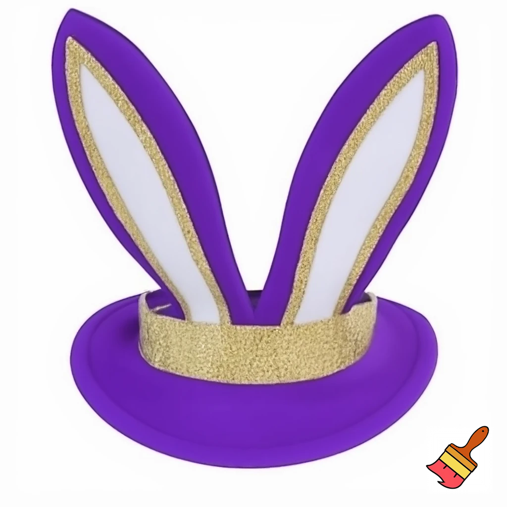 Easter bunny top hat headband, purple and white with gold