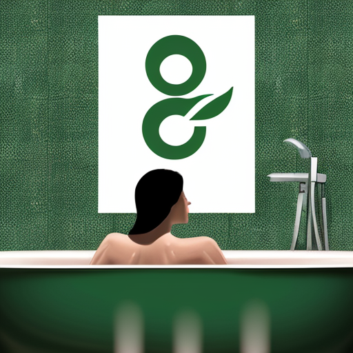 logo of a woman in a bathtub evoking nature in green and red colors