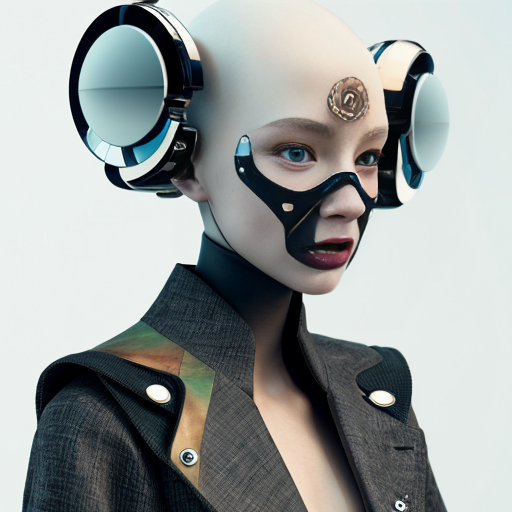 Visualize a futuristic fashion concept that incorporates elements of nature and technology.