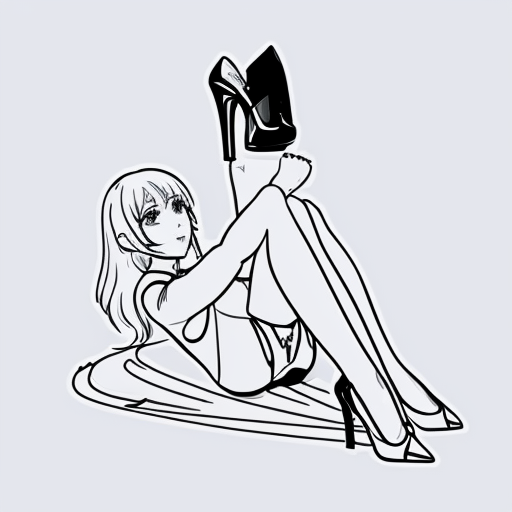 Create a woman in anime style wearing a magician outfit pulling her underwear up taking them off with her high heels while laying down
