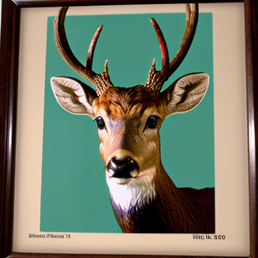 picture of a mugshot deer, scars, serious face holding a number board