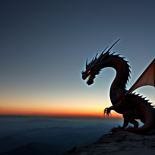 dragon at twilight background on highest mountain peak
