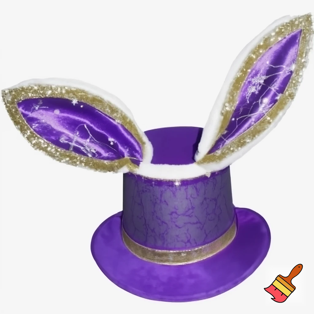 Easter bunny top hat headband, purple and white gold and silver