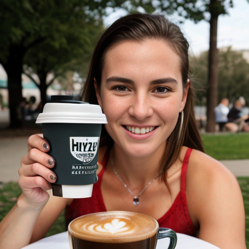 Goretzka drink coffee and Vanessa drink coffee at the park 