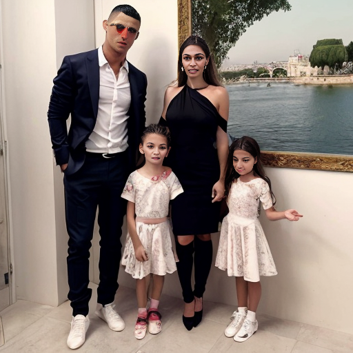 Georgina Rodriguez and Cristiano Ronaldo have 5 kids a 14 year old son Ronaldo Jr who play in the academy and have 7 year old twins eva and mateo and have a 7 year old daughter alana a 2 year old daughter bella but her twin brother angel died in 2022 and they live in a mansion in Portugal and spoke english and Spanish and Portuguese and Georgina Rodriguez is in Paris in a fashion show and Ronaldo Jr and Alana and eva and mateo is supporting Georgina 