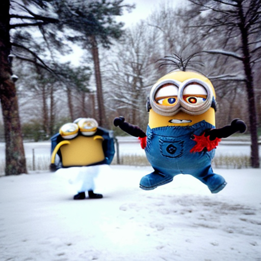 Minion flying plane with Elmo in snow it’s cold out