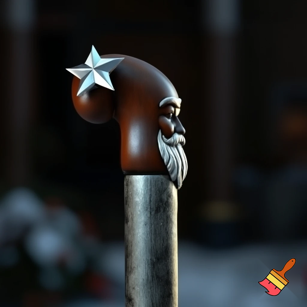 Russian Santa Claus walking stick with a star Santa Claus the real Santa Claus metal