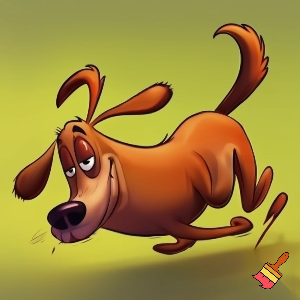 Silly cartoon Brown dog anapromorphic 